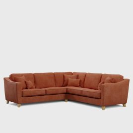 Corner Sofa - KRISTY Fabric 4 Seater Right Hand Facing - Orange