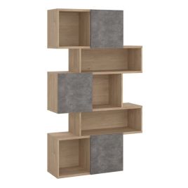 Susan Jackson Hickory Wood Lopsided Design 3 Doors Bookcase with 4 shelf - Concrete
