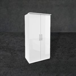 Wardrobe - OPULENT 2 Door Wardrobe White 90cm