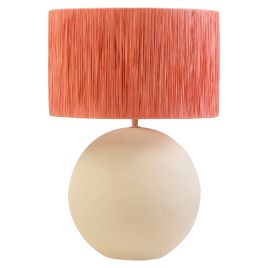 KELMORA Mache Table Lamp With Rust Raffia Shade - Natural and Orange