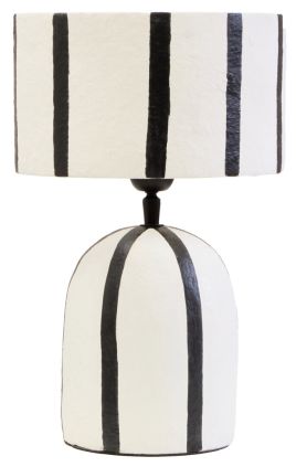 KELMORA Stripe Papier Mache Table Lamp - Black and White