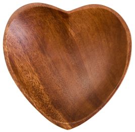 BRAVELYN Heart Shape Wooden Serving Tray - Brown
