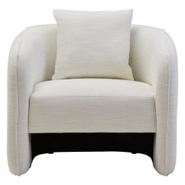 YORVELLA Linen Curved Armchair - Cream