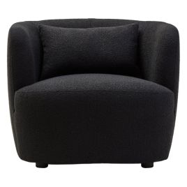 YORLANTH Boucle Fabric Curved Armchair - Black