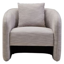 YORVELLA Linen Curved Armchair - Grey