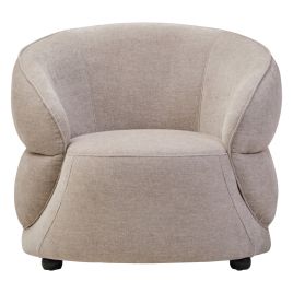 ULVANE Chenille Fabric Curved Armchair - Cream