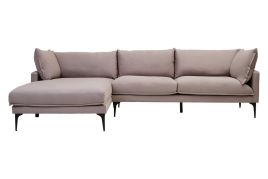 ORRENDALE Fabric 3 Seater L Shaped Corner Sofa - Grey, Left Hand Facing
