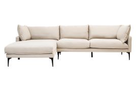 ORRENDALE Fabric 3 Seater L Shaped Corner Sofa - Cream, Left Hand Facing