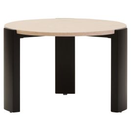 ZERVORA Round Marble Top Coffee Table - Cream and Black