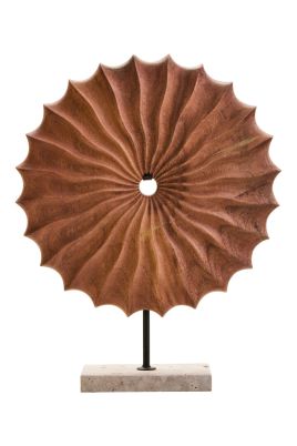 JORMERE Round Sculpture with Travertine Base - Natural