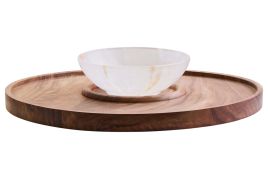 BRAVELYN Onyx Chip And Dip Serving Platter - Brown and White