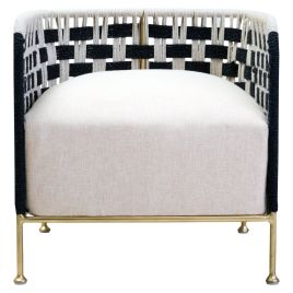 QUELVYNN Fabric Jute Armchair - Gold