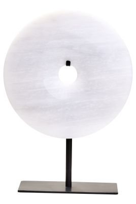 HAVERLYN Small Round Marble Disc Sculpture - Black and Grey