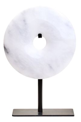 HAVERLYN Extra Small Round Marble Disc Sculpture - Black and Grey