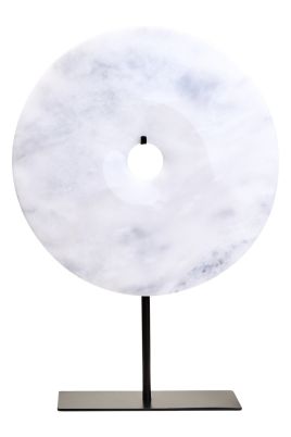 HAVERLYN Large Round Marble Disc Sculpture - White