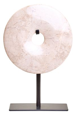 HAVERLYN Extra Small Round Marble Disc Sculpture - Cream
