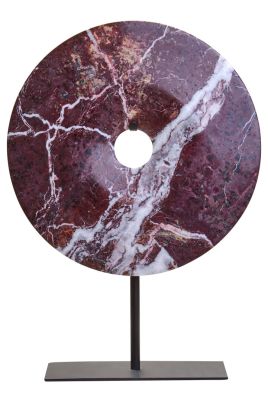 HALVIORA Small Round Marble Disc Sculpture - Red