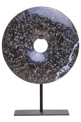 HALVIORA Extra Small Round Marble Disc Sculpture - Black