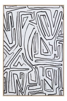 LENVRAE Abstract Textured Wall Art - Black and Cream