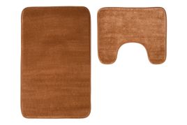 BRENTHALL Bath and Pedestal Mat Set - Brown