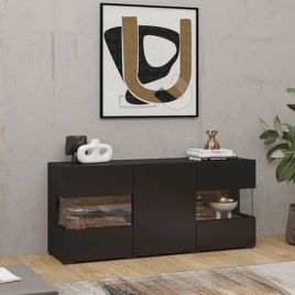 Astral Apex Sideboard with Partially Glazed Doors - Black