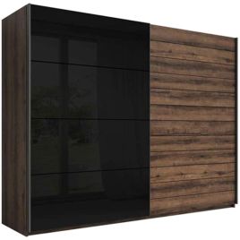 Sliding Wardrobe - GUCCI 2 Door Wardrobe Black and Oak 270cm