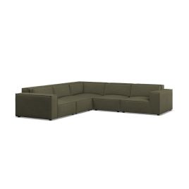 Corner Sofa - LUCCA Fabric 5 Seater Right Hand Facing Winter Moss