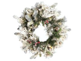Winter Whimsy Pre Lit Snowy Christmas Wreath 55 cm - White