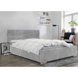 Fenna Plush Velvet Fabric Bed, Silver Colour - 5 Sizes