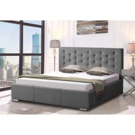 Pinia Plush Velvet Fabric Bed, Grey Colour - 5 Sizes