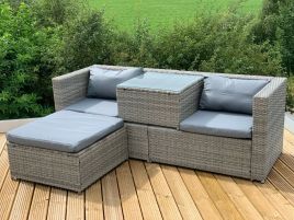 Rattan Garden Extra Wide Corner Sofa Set with Cushions - 3 Colours
