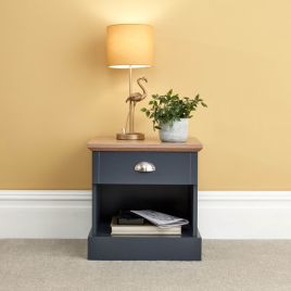 Kendal 1 Drawer Bedside Table - Slate Blue