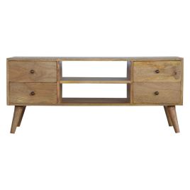 Scandinavian Styled Legs Solid Wood Tv Unit Stand - Oak