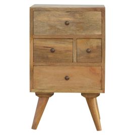 Nordic Style 4 Drawer Multi Bedside - Oak
