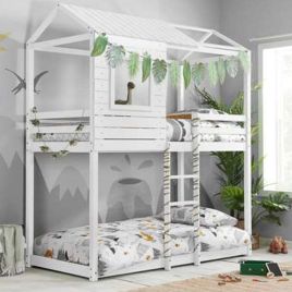 Country Style Wooden Adventure Kids Bunk Bed - White