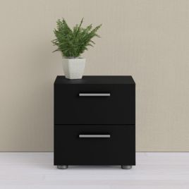 Nottingham High Quality Laminated 2 Drawers Bedside Table - Black