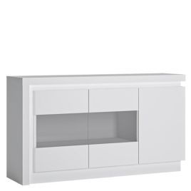 Newry High Gloss 3 Door Glazed Sideboard With LED Lights - White