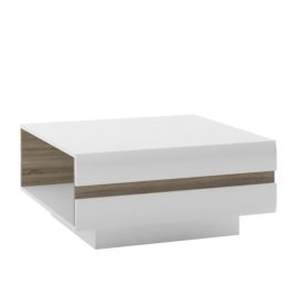 Kosovo Small Designer Coffee Table - White with Truffle Oak