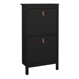 Chappell Sleek Design Shoe Cabinet 2 Flip Down Doors - Matt Black