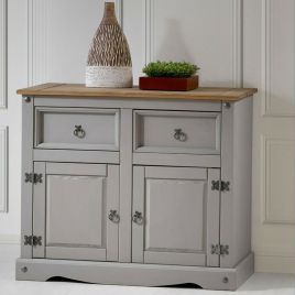 Corona Solid Pine Sideboard 2 Door - Grey Wax