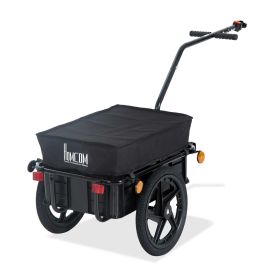 Bicycle Trailer Cargo Jogger Luggage Storage Stroller with Towing Bar - Black