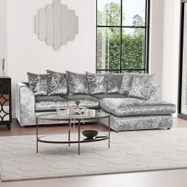 Blake SIlver Crushed Velvet Corner Sofa - Right and Left Arm