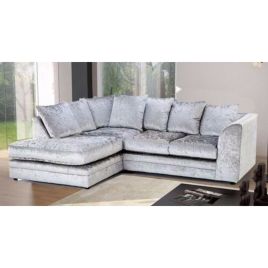 MOUNI Crush Velvet 4 Seater L Shaped - Right Hand Facing Corner Sofa - Silver