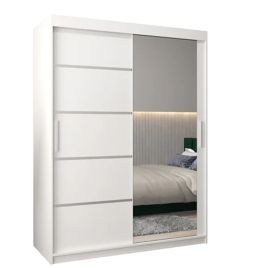 Sliding Wardrobe - VICENZA II 2 Door Mirrored Wardrobe White 150cm