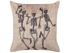 Skeletons Lair Velvet Cushion 45x45cm - Beige