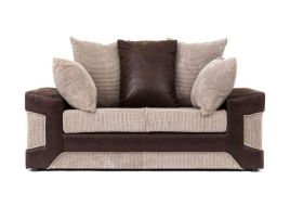 DENZEL Jumbo Cord Fabric 2 Seater Sofa - Brown and Beige