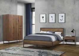 Classic Design Walnut Effect Metal Bed Frame  - Standard Double 4ft6