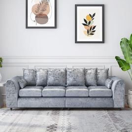 VELOURA Crush Velvet 4 Seater Scatterback Sofa - Silver