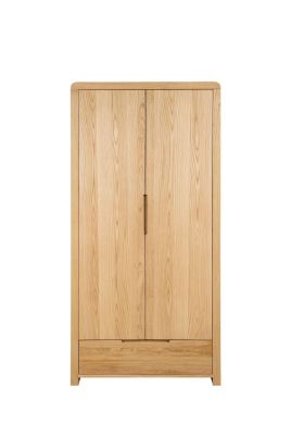 Curve 2 Door 1 Drawer Wardrobe - Oak