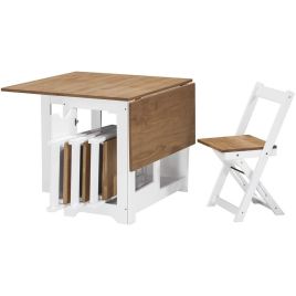 Santos Butterfly Dining Set - White Distressed Waxed Pine